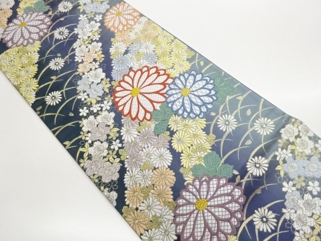 JAPANESE KIMONO / FUKURO OBI / WOVEN KIKU & SAKURA